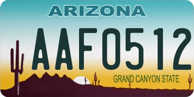 AZ license plate AAF0512