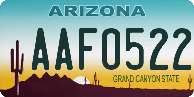 AZ license plate AAF0522