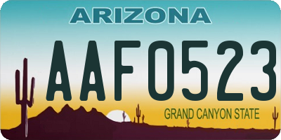 AZ license plate AAF0523