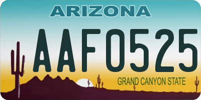 AZ license plate AAF0525