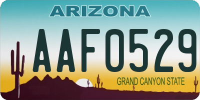 AZ license plate AAF0529