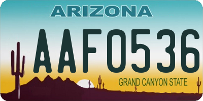 AZ license plate AAF0536