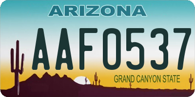 AZ license plate AAF0537