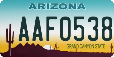 AZ license plate AAF0538