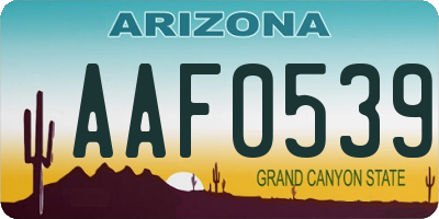 AZ license plate AAF0539