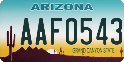 AZ license plate AAF0543