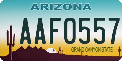 AZ license plate AAF0557