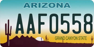 AZ license plate AAF0558