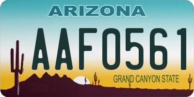 AZ license plate AAF0561
