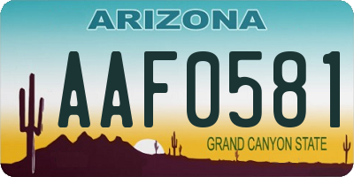 AZ license plate AAF0581