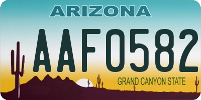 AZ license plate AAF0582
