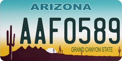 AZ license plate AAF0589