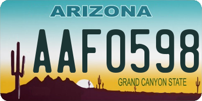 AZ license plate AAF0598