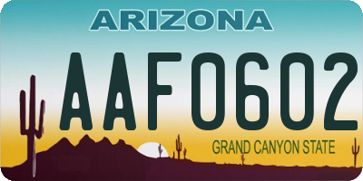 AZ license plate AAF0602