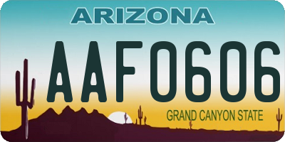 AZ license plate AAF0606