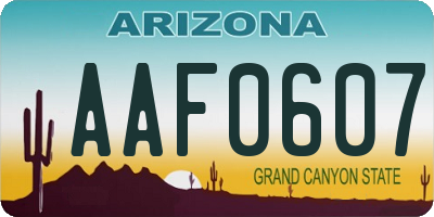 AZ license plate AAF0607