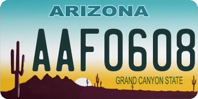 AZ license plate AAF0608