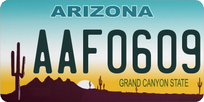 AZ license plate AAF0609