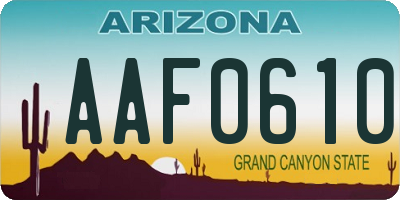 AZ license plate AAF0610