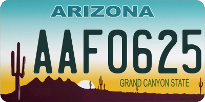 AZ license plate AAF0625