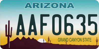 AZ license plate AAF0635