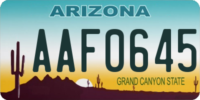 AZ license plate AAF0645