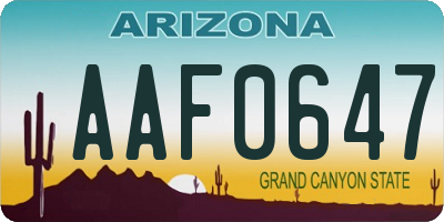 AZ license plate AAF0647