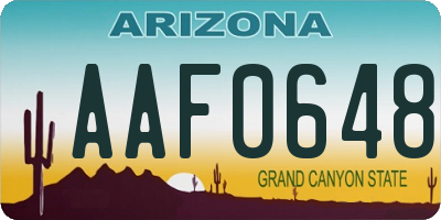 AZ license plate AAF0648