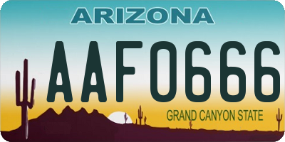 AZ license plate AAF0666