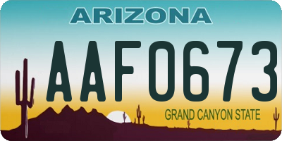 AZ license plate AAF0673
