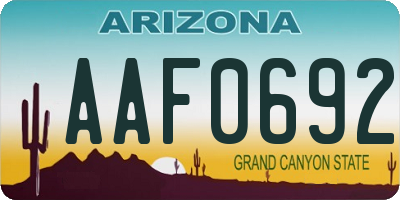 AZ license plate AAF0692