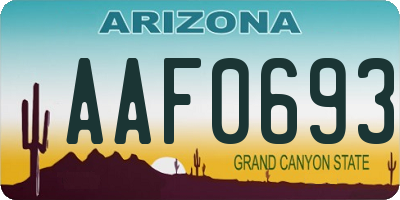 AZ license plate AAF0693