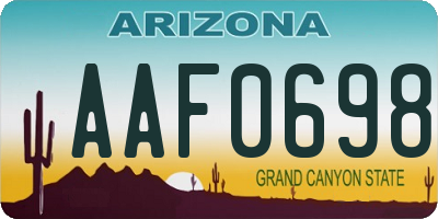 AZ license plate AAF0698