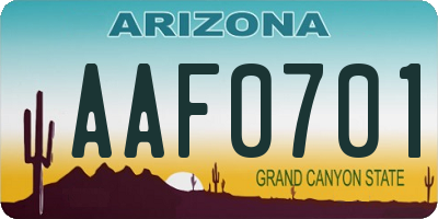 AZ license plate AAF0701