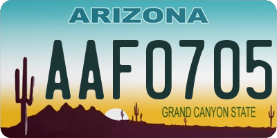 AZ license plate AAF0705