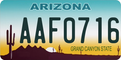 AZ license plate AAF0716