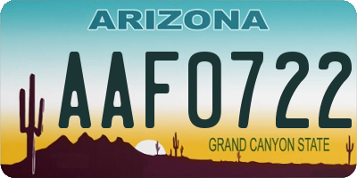 AZ license plate AAF0722