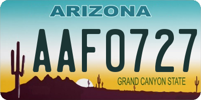 AZ license plate AAF0727