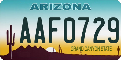 AZ license plate AAF0729