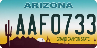 AZ license plate AAF0733