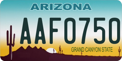 AZ license plate AAF0750