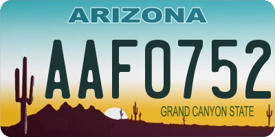 AZ license plate AAF0752