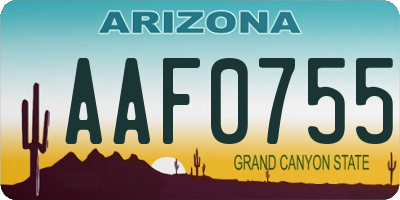 AZ license plate AAF0755