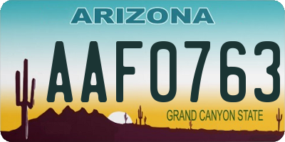 AZ license plate AAF0763