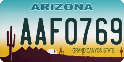 AZ license plate AAF0769