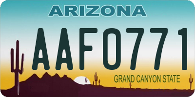 AZ license plate AAF0771