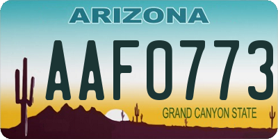 AZ license plate AAF0773