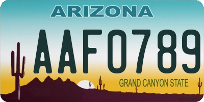 AZ license plate AAF0789