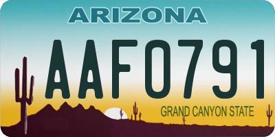 AZ license plate AAF0791