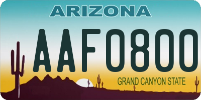 AZ license plate AAF0800